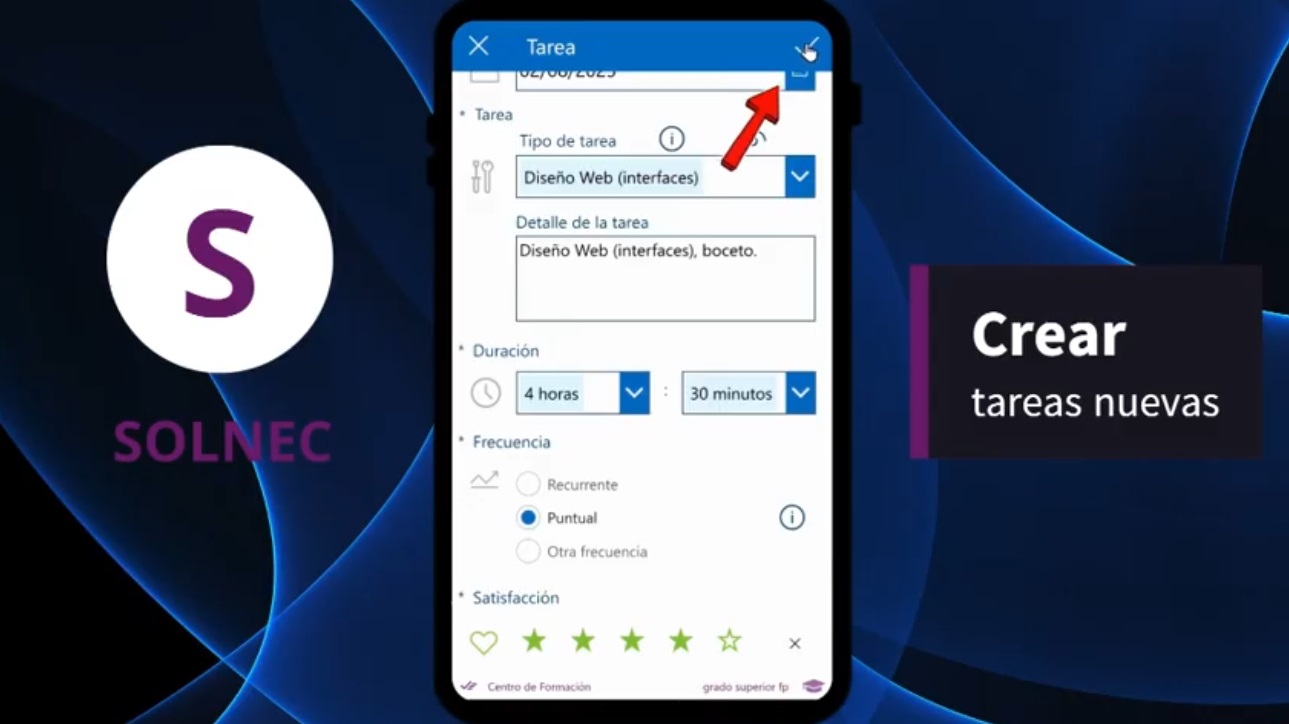 2.- CREACIÓN DE TAREAS EN SOLNEC-APP REGISTRO DE TAREAS
